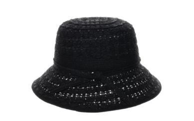 Sorina Fancy Paper Braid Bucket Hat Black