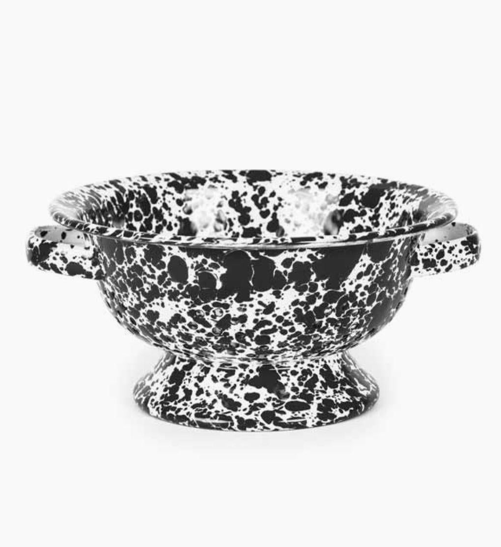 Splatter Enamelware Small Berry Colander Black