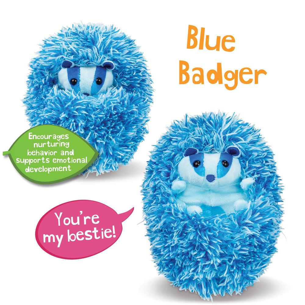 Curlimals Badger or Hedgehog Blue Badger