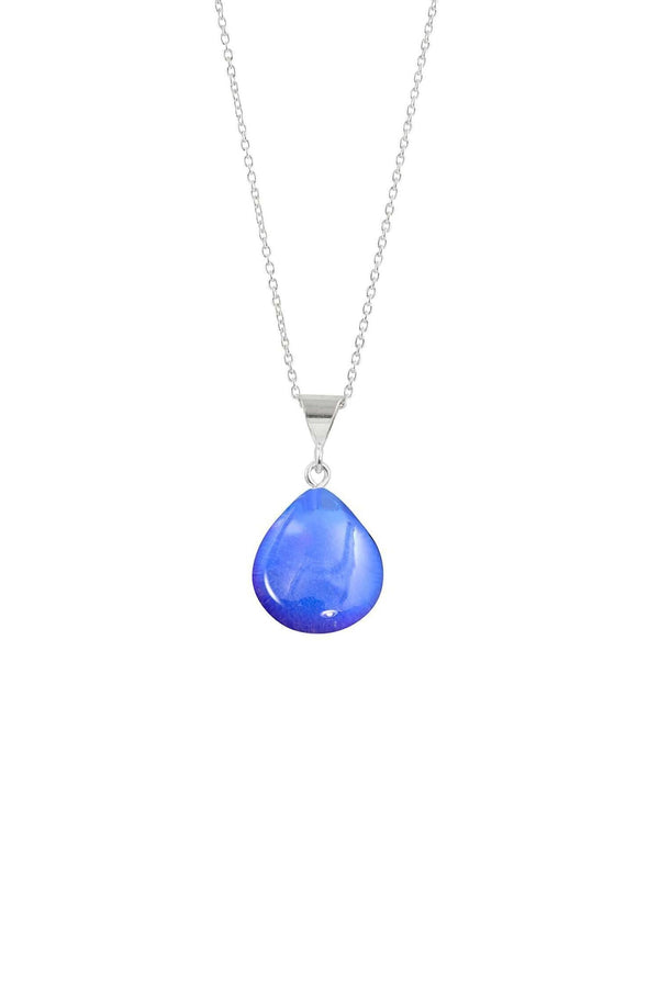 LeightWorks Crystal Drop Necklace Sterling Silver Blue LeightWorks Crystal Drop Necklace Sterling Silver