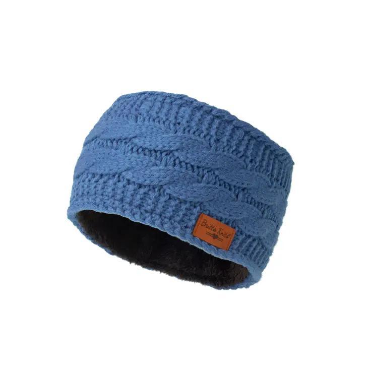 Plush Cable Knit Headwarmer Blue