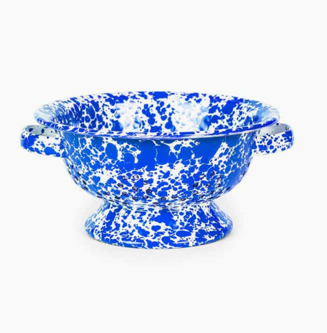 Splatter Enamelware Small Berry Colander Blue