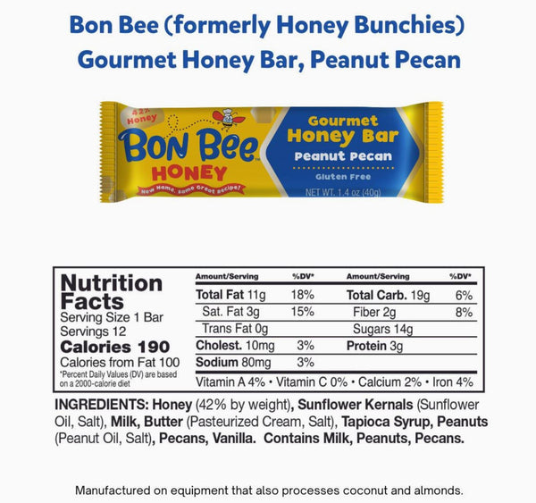 Bon Bee Gourmet Honey Snack Bar | Peanut and Pecan