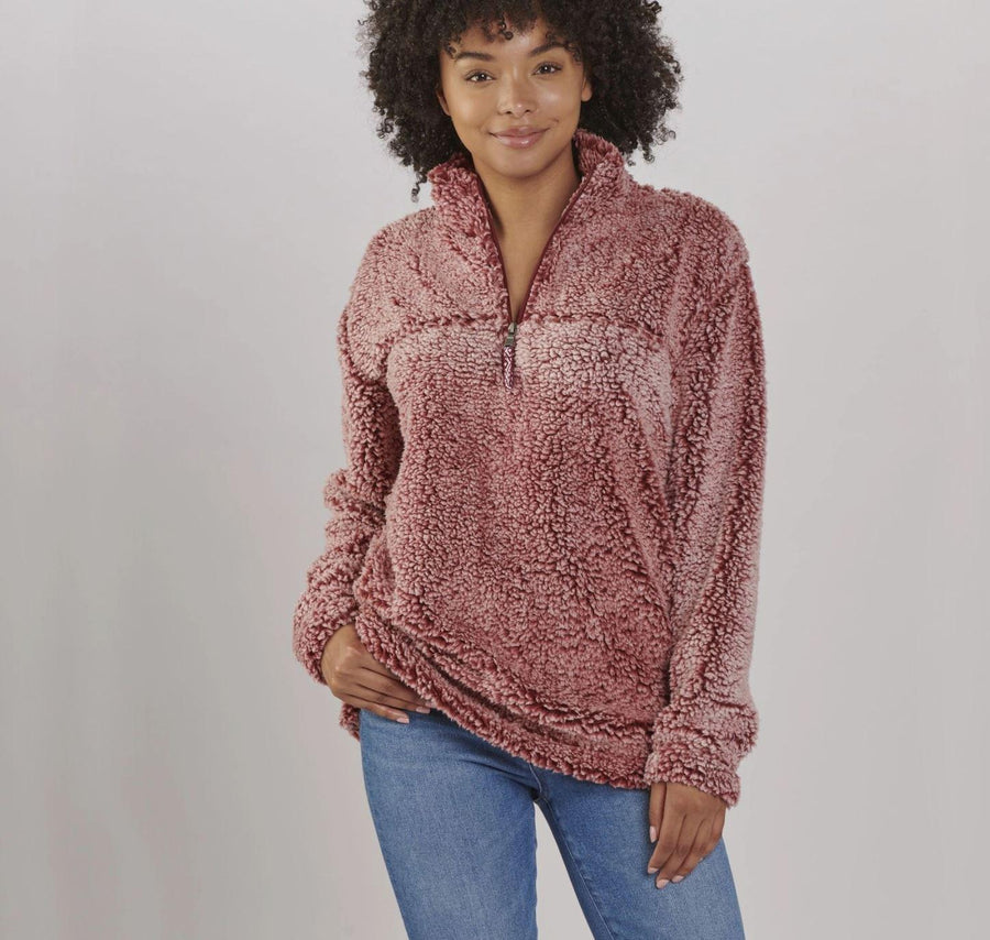 Boxercraft Quarter Zip Sherpa Pullover | Frosty Garnet