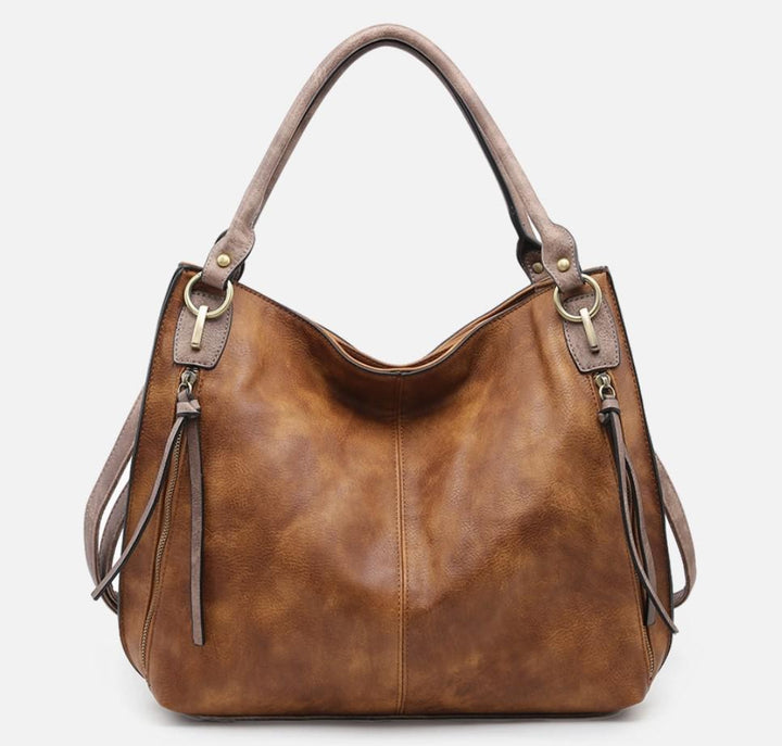 Connar Distressed Side Pocket Tote Brown