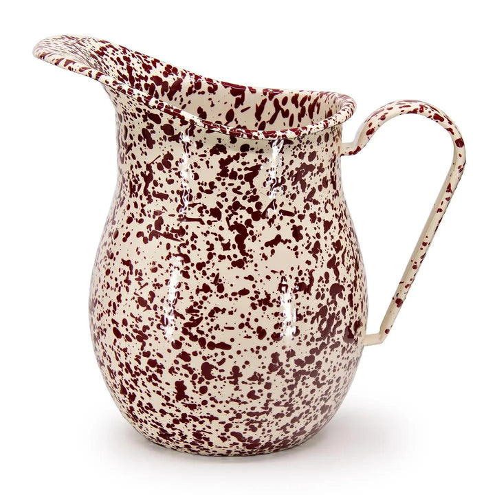 Splatter Enamelware Large Pitcher Burgundy & Cream Splatter Enamelware Large Pitcher