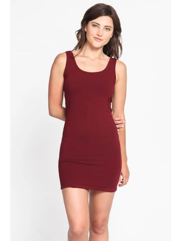 M. Rena | Scoop Neck Tank Dress Burgundy