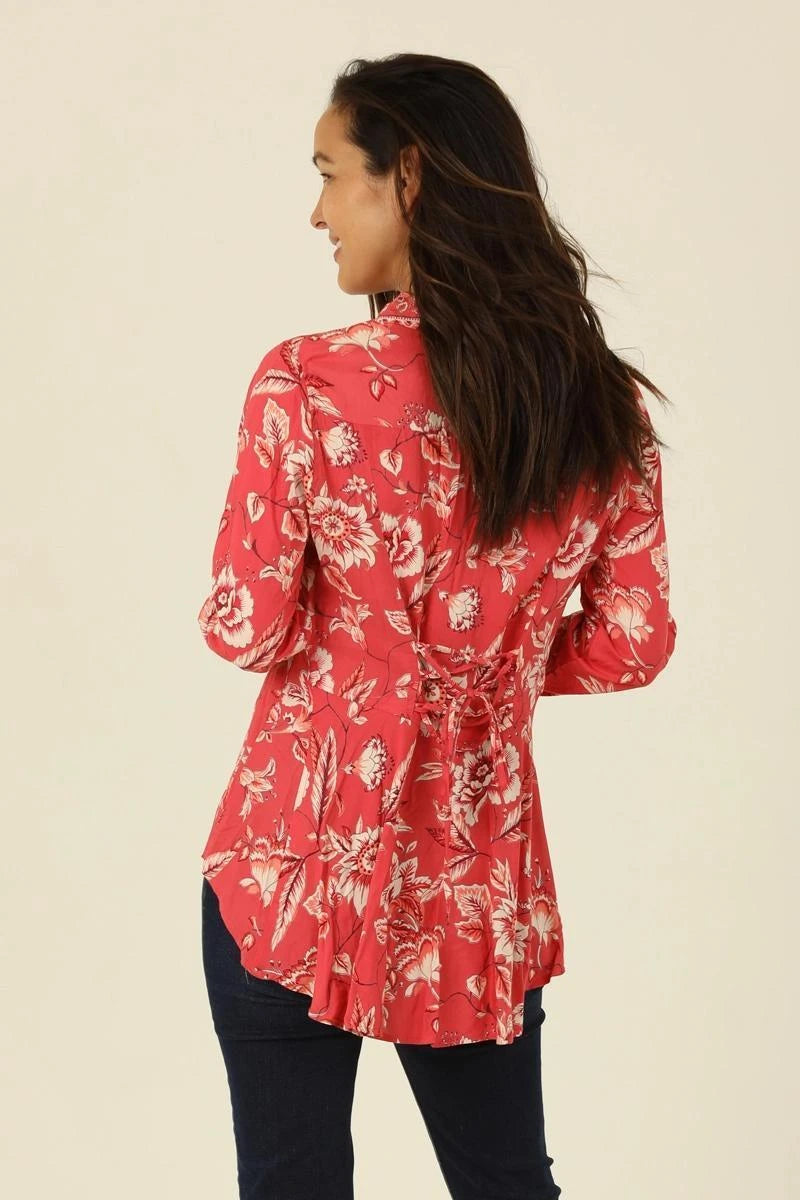 Button Front Shirt with Slight Hi Lo Hem and Back Button Front Shirt with Slight Hi Lo Hem and Back