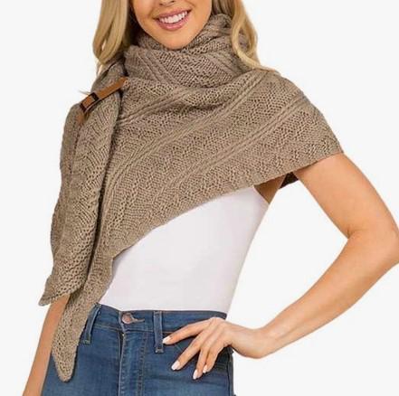 Cable Knit Triangle Wrap