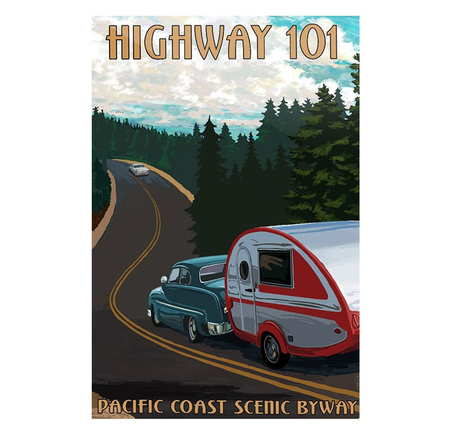 California Notecard | Retro Camper on Highway 101 Pacific Coast Scenic Byway California Notecard | Retro Camper on Highway 101 Pacific Coast Scenic Byway