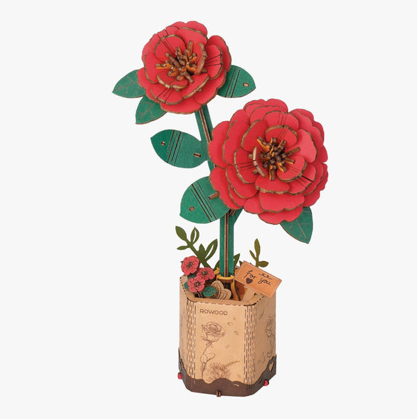 3D Wooden Flower Puzzle Camellia