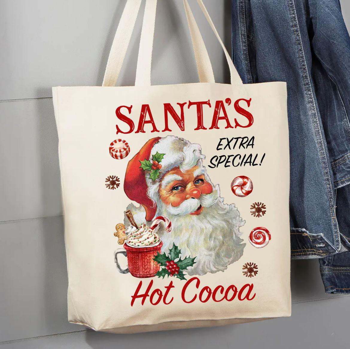 Canvas Tote Bag | Christmas Santa's Hot Cocoa