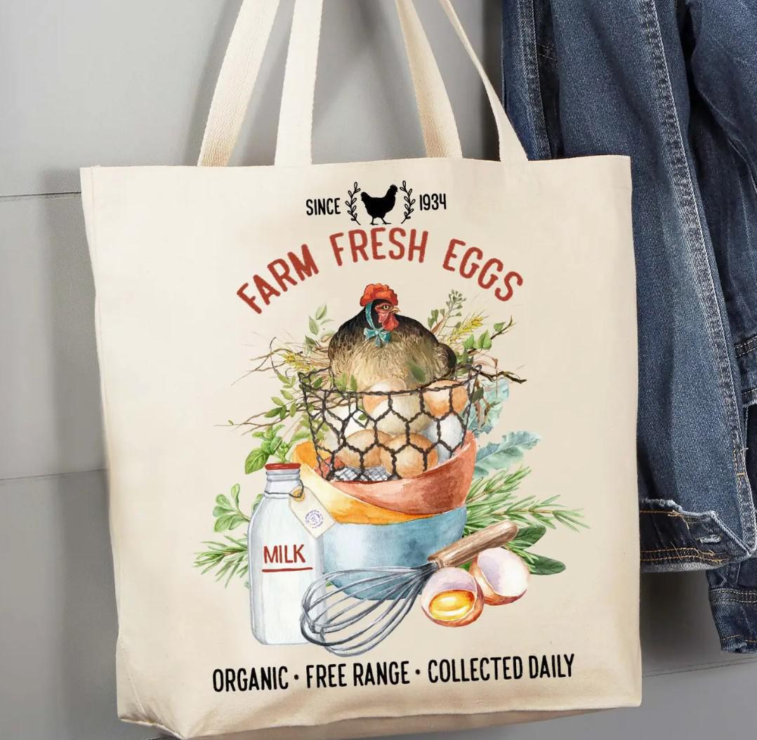 Canvas Tote Bag | Farm Fresh Eggs Farmers Market