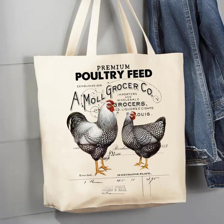 Canvas Tote Bag | Farmer's Market Poultry Feed Chickens