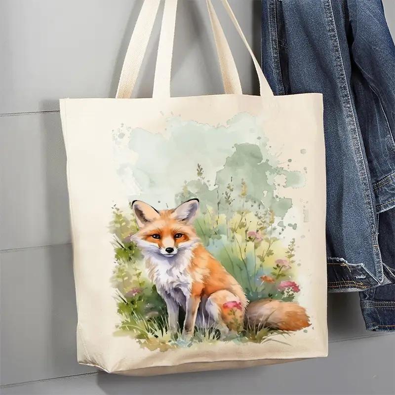 Canvas Tote Bag | Fox Animal In Grass Canvas Tote Bag | Fox Animal In Grass