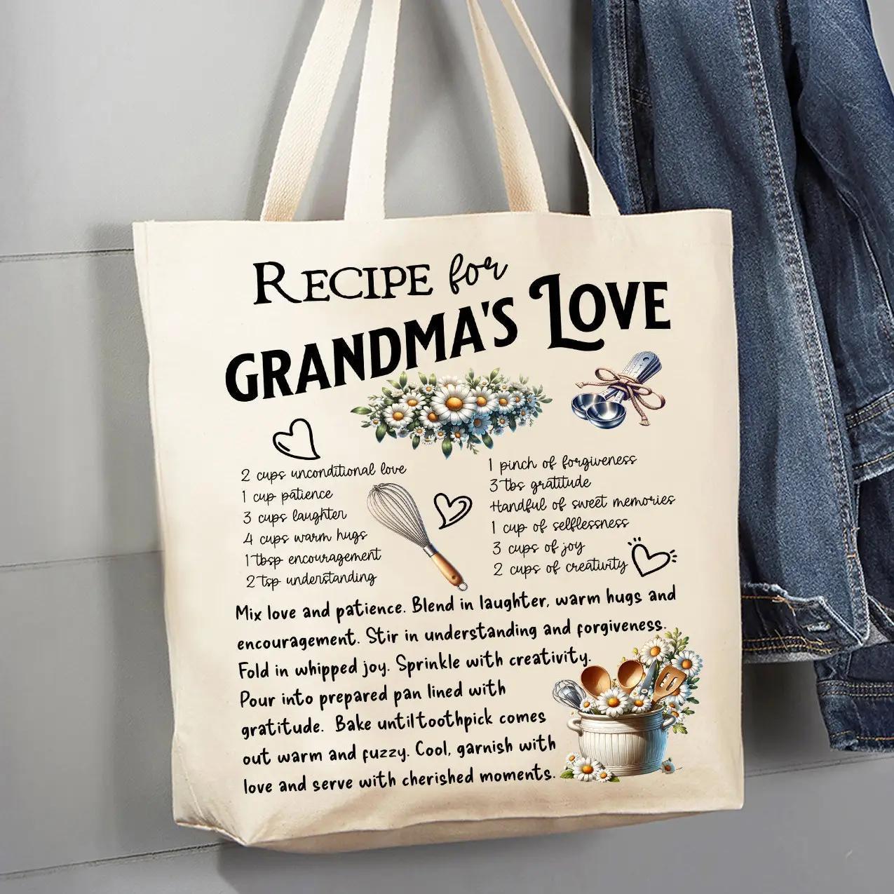 Canvas Tote Bag | Grandma's Love Recipe Canvas Tote Bag | Grandma's Love Recipe