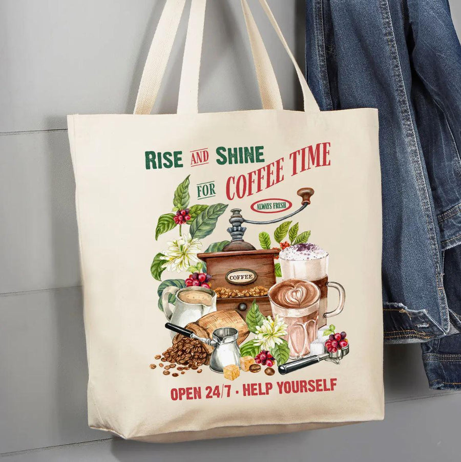 Canvas Tote Bag | Rise and Shine Coffee Latte