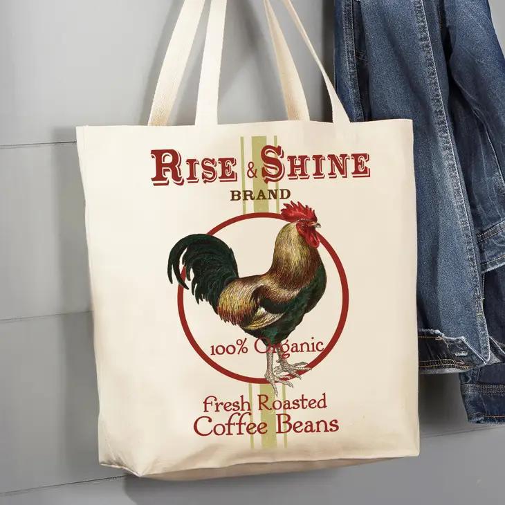 Canvas Tote Bag | Rise & Shine Rooster Coffee Beans