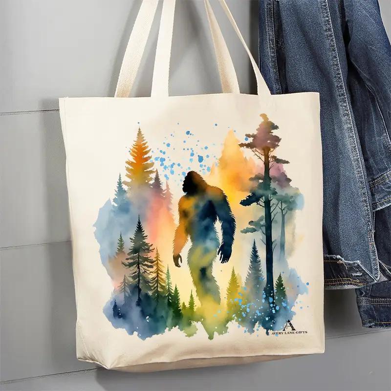 Canvas Tote Bag | Sasquatch Big Foot Watercolors Canvas Tote Bag | Sasquatch Big Foot Watercolors