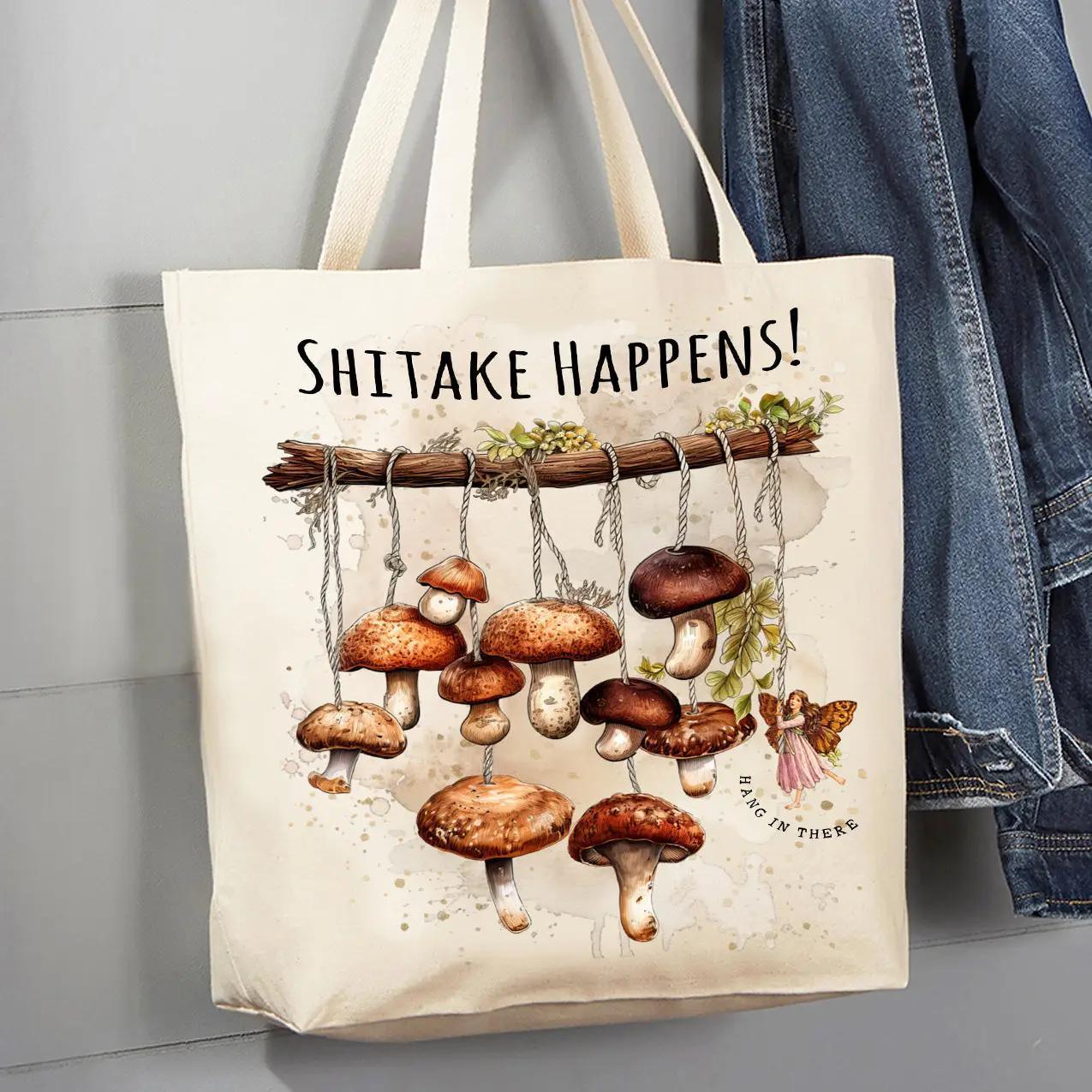 Canvas Tote Bag | Shitake Happens Mushrooms Canvas Tote Bag | Shitake Happens Mushrooms