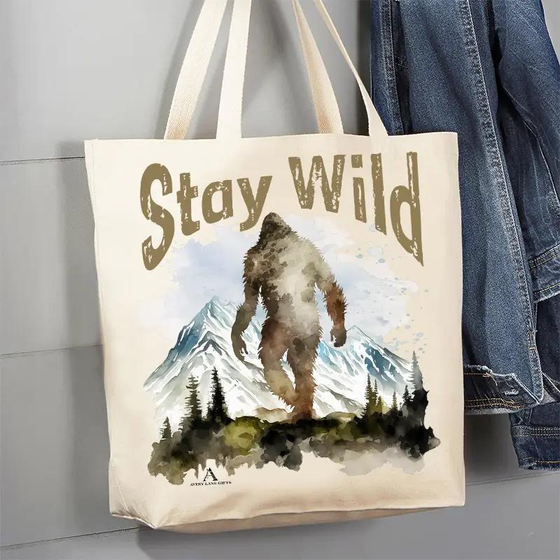 Canvas Tote Bag | Stay Wild Sasquatch Big Foot Canvas Tote Bag | Stay Wild Sasquatch Big Foot