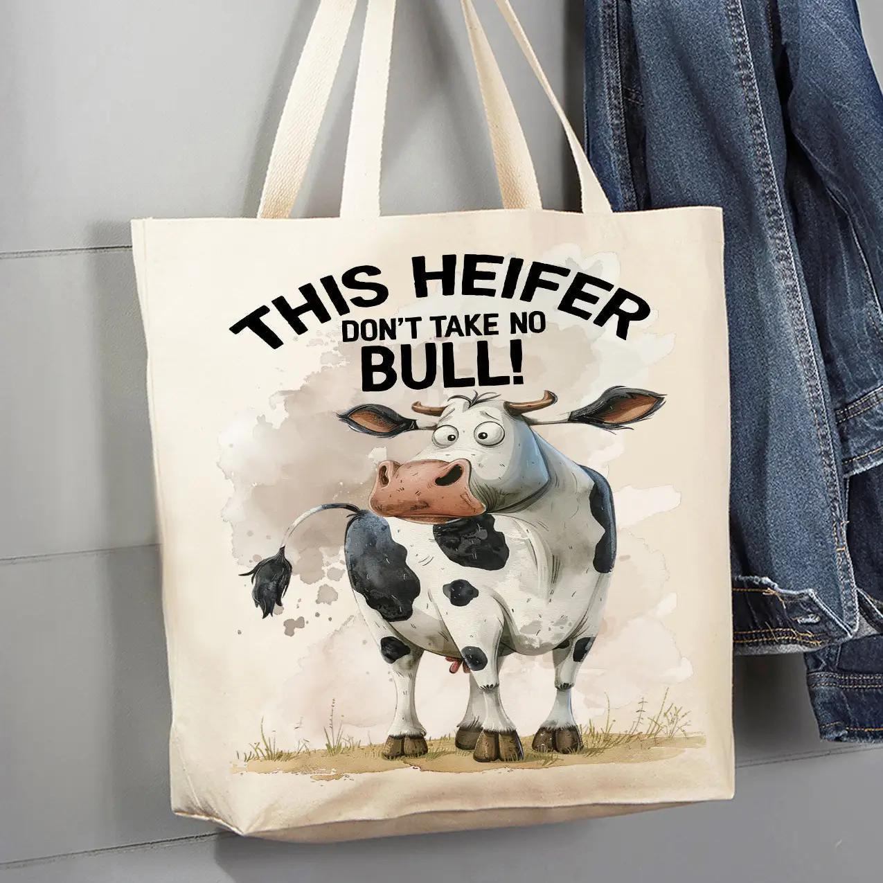 Canvas Tote Bag | This Heifer Takes No Bull Cow Canvas Tote Bag | This Heifer Takes No Bull Cow