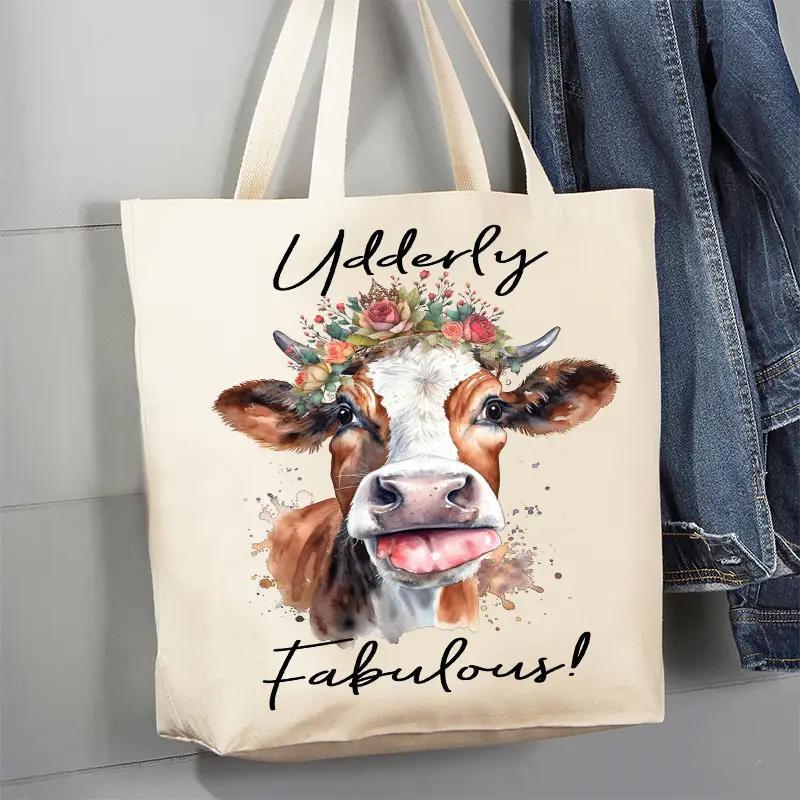 Canvas Tote Bag | Udderly Fabulous Cow Canvas Tote Bag | Udderly Fabulous Cow