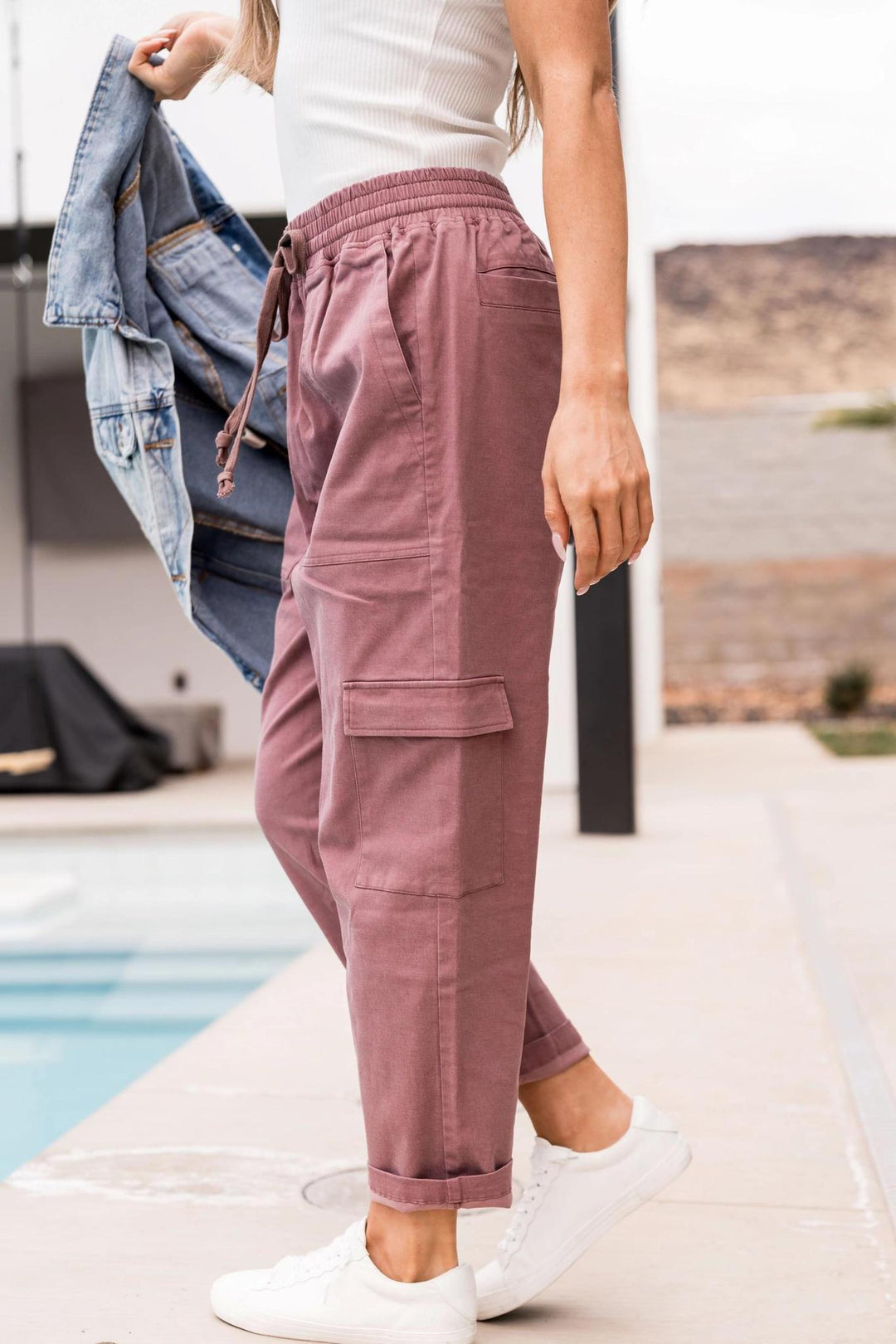 Cargo Crop Pant - Mauve