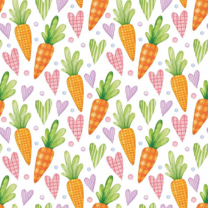 Lunch Napkin 6.5" x 6.5" CARROTS AND HEARTS, WHITE Lunch Napkin 6.5" x 6.5"