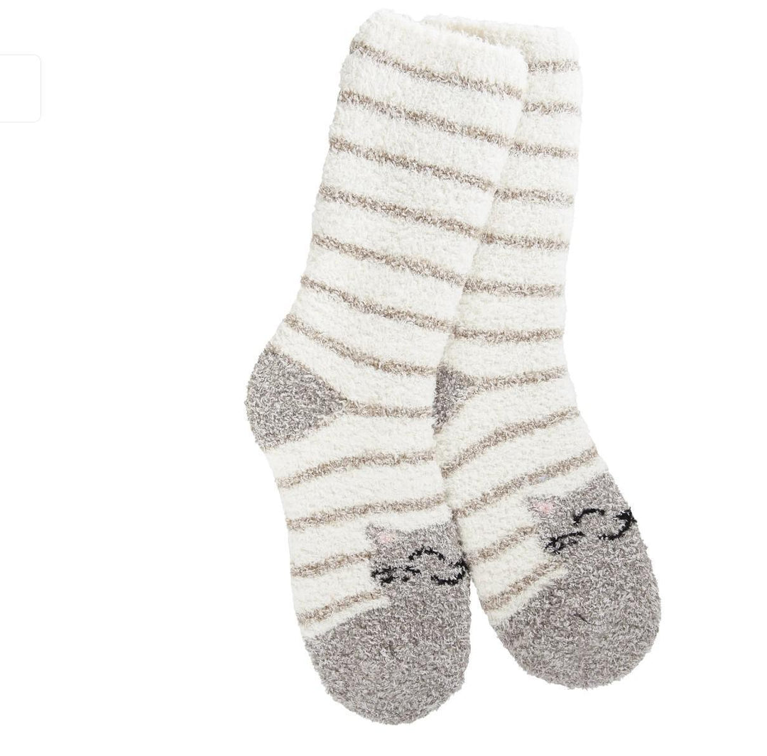 World's Softest® Socks Knit Pickin' Fireside Crew Socks Cat Stripe