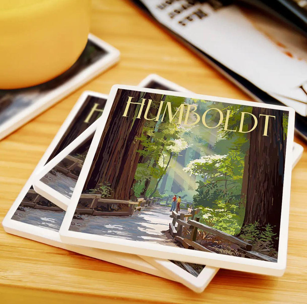Ceramic Coaster | Humboldt California Redwoods Hikers Ceramic Coaster | Humboldt California Redwoods Hikers