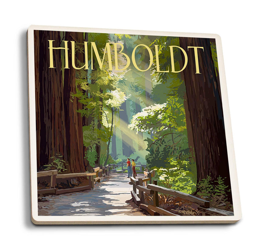Ceramic Coaster | Humboldt California Redwoods Hikers Ceramic Coaster | Humboldt California Redwoods Hikers
