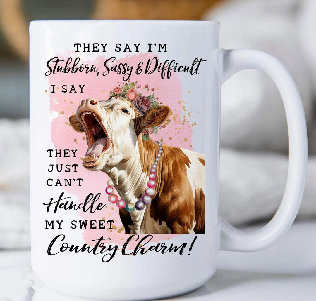 Ceramic Coffee Mug | Stubborn Sassy Country Charm Cow