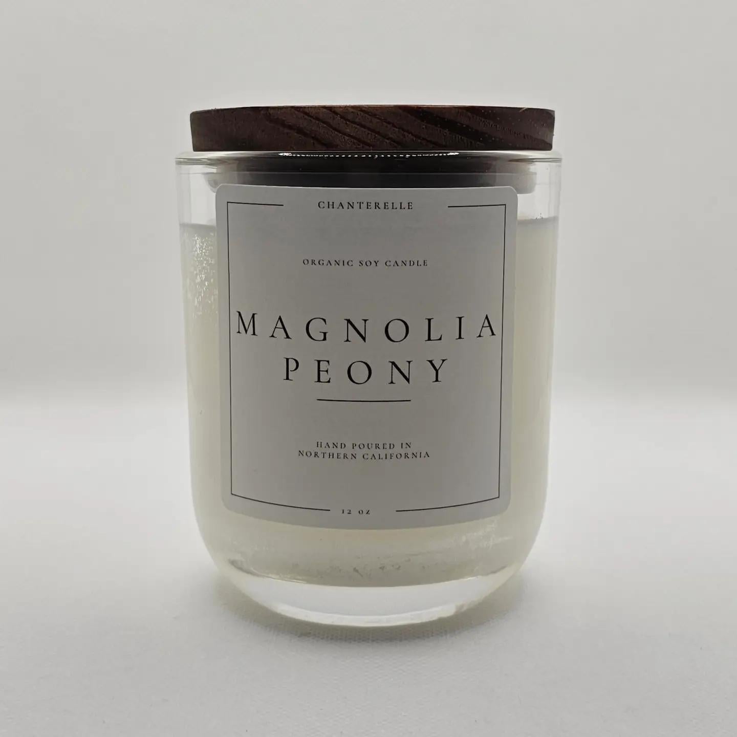 Chanterelle Candle Organic Soy Candle 12 oz "Magnolia & Peony”