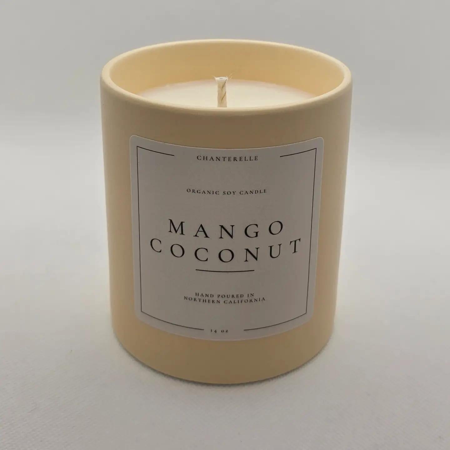 Chanterelle Candle Organic Soy Candle 14 oz "Mango Coconut”