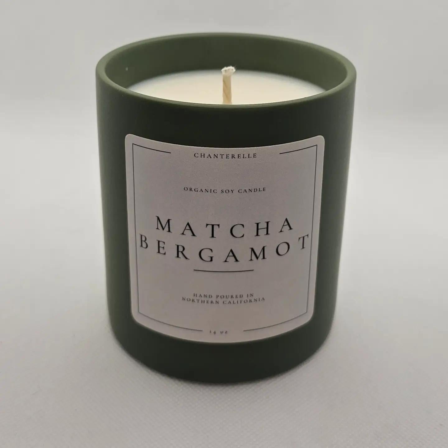 Chanterelle Candle Organic Soy Candle 14 oz "Matcha & Bergamot"