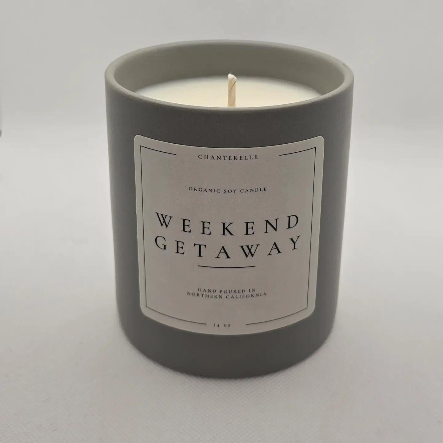 Chanterelle Candle Organic Soy Candle 14 oz "Weekend Getaway"