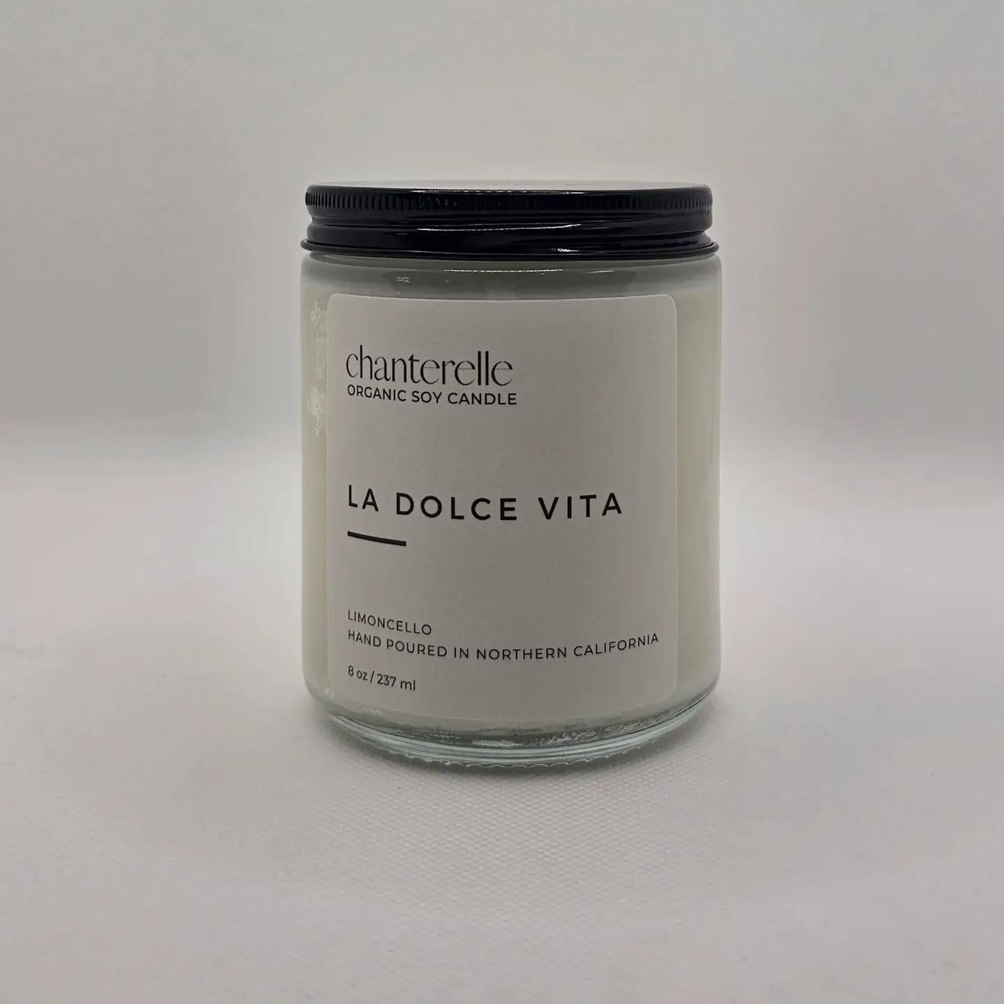 Chanterelle Candle Organic Soy Candle 8 oz | "La Dolce Vita" Limoncello