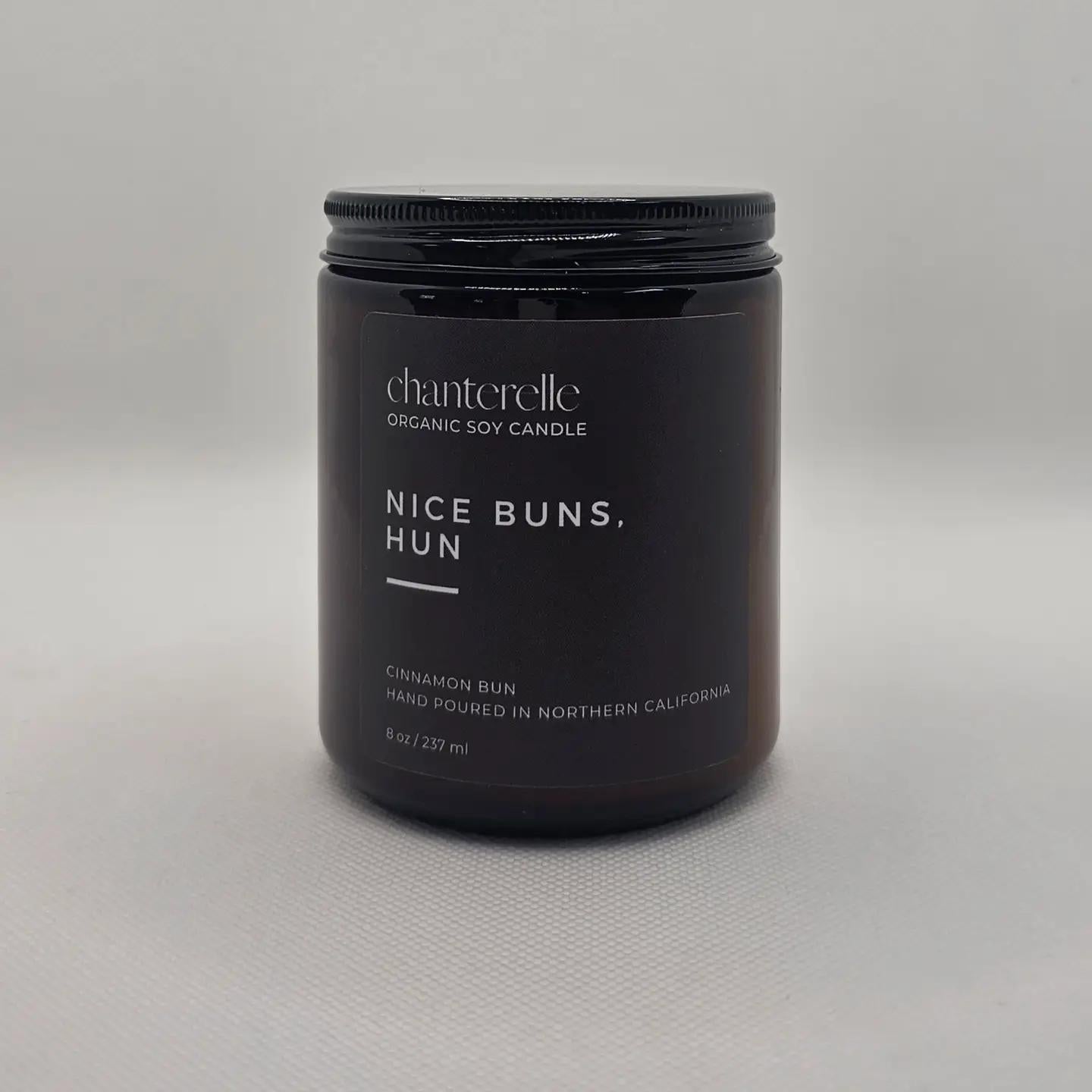 Chanterelle Candle Organic Soy Candle 8 oz | "Nice Buns, Hun" Cinnamon Bun