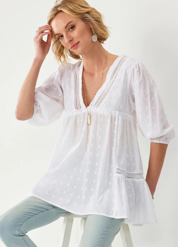 Charlie Paige Ellie Cotton Lace Baby Doll Tunic