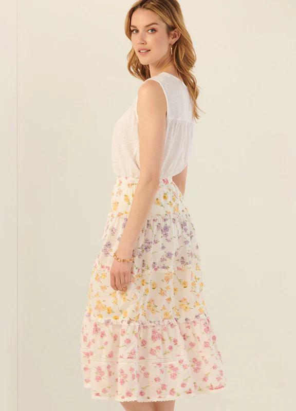 Charlie Paige Giardino Cotton Boho Tiered Skirt