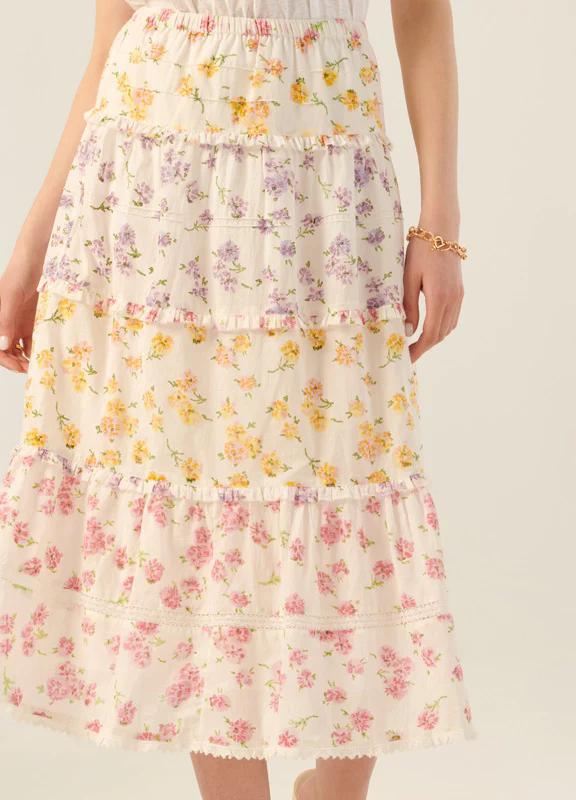 Charlie Paige Giardino Cotton Boho Tiered Skirt