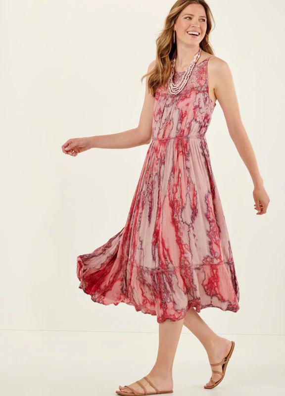 Charlie Paige Marbalized Strappy Tie Dye Dress