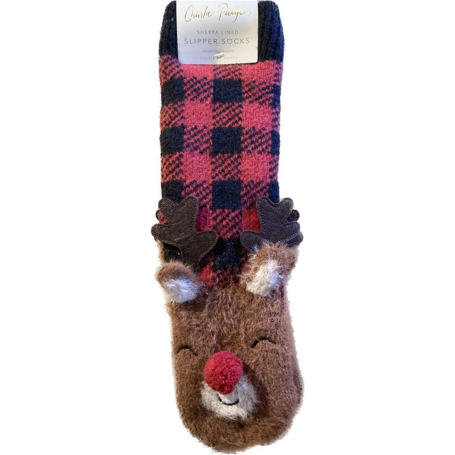 Charlie Paige Sherpa Lined Slipper Socks | Reindeer