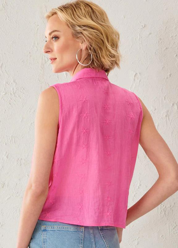 Charlie Paige Sun Kissed Cotton Eyelet Tie Shirt