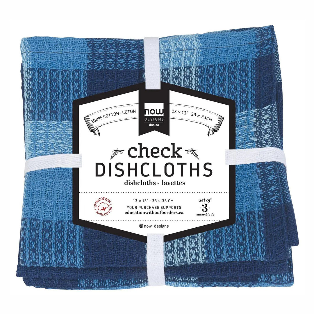 Now Designs Waffle Dishcloths Set of 3 Check Indigo Now Designs Waffle Dishcloths Set of 3