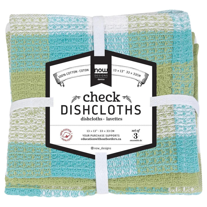 Now Designs Waffle Dishcloths Set of 3 Check Leaf Green Now Designs Waffle Dishcloths Set of 3