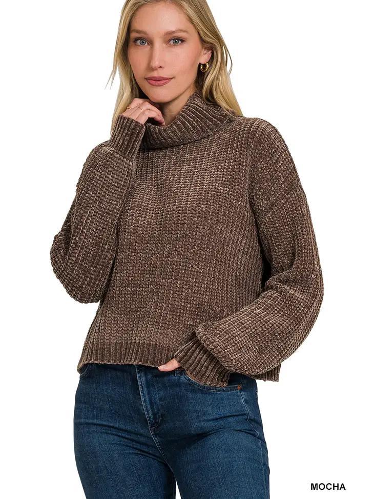 Chenille Turtleneck Sweater | Mocha