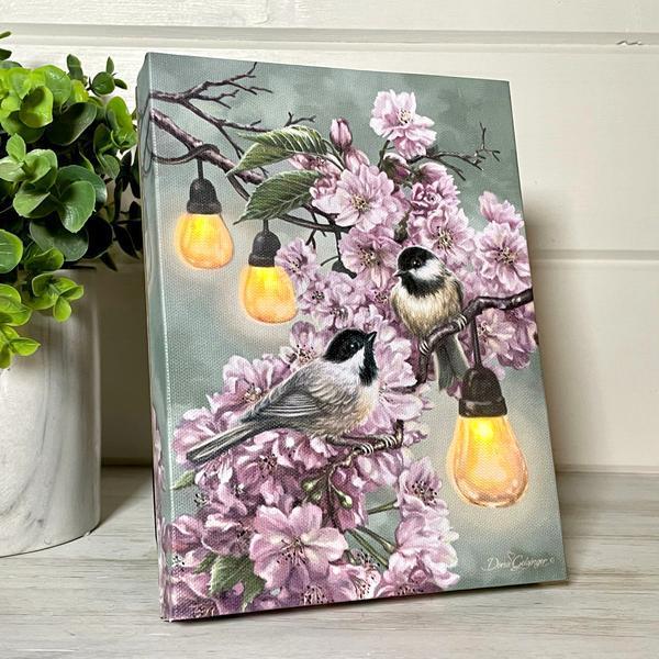 Cherry Blossom Birds - Lighted Tabletop Canvas Cherry Blossom Birds - Lighted Tabletop Canvas