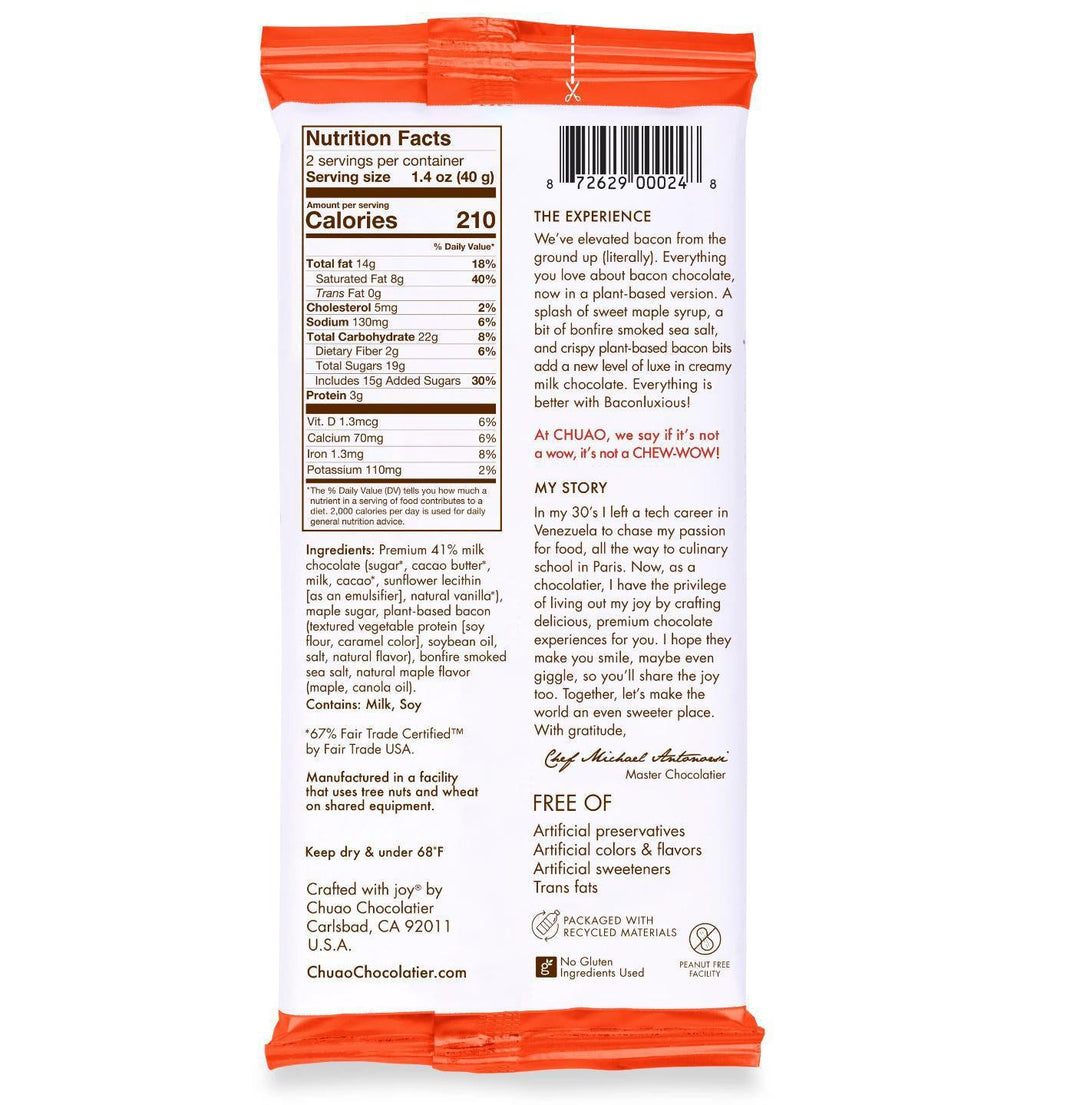 Chuao Chocolatier | Baconluxious with Plant-Based Bacon Chocolate Bar Chuao Chocolatier | Baconluxious with Plant-Based Bacon Chocolate Bar